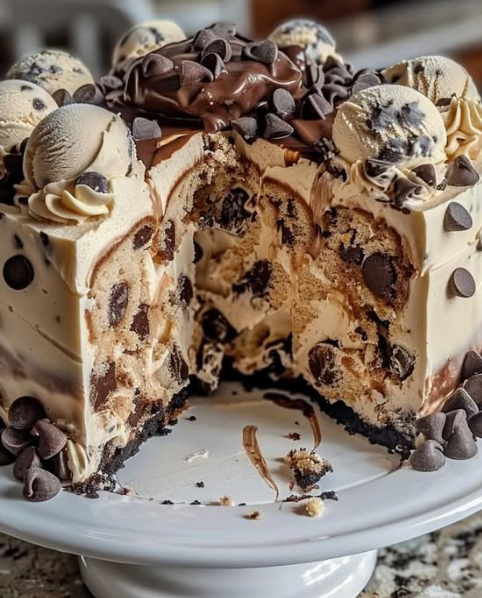 Chocolate Chip Cookie Dough Ice Cream Cake