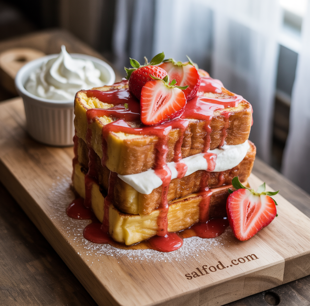 Creamy Strawberry Cheesecake Stuffed French Toast