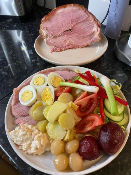 Gammon with Salad and Jersey Royals A Delicious British Classic