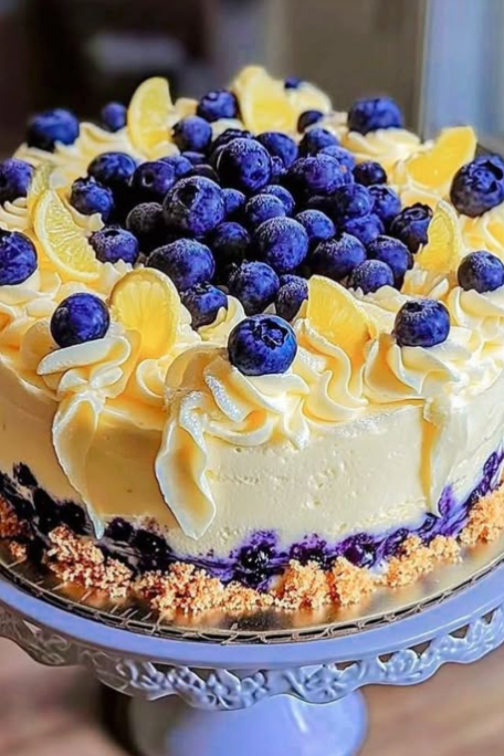 Lemon Blueberry Cheesecake Cake with Creamy Layers