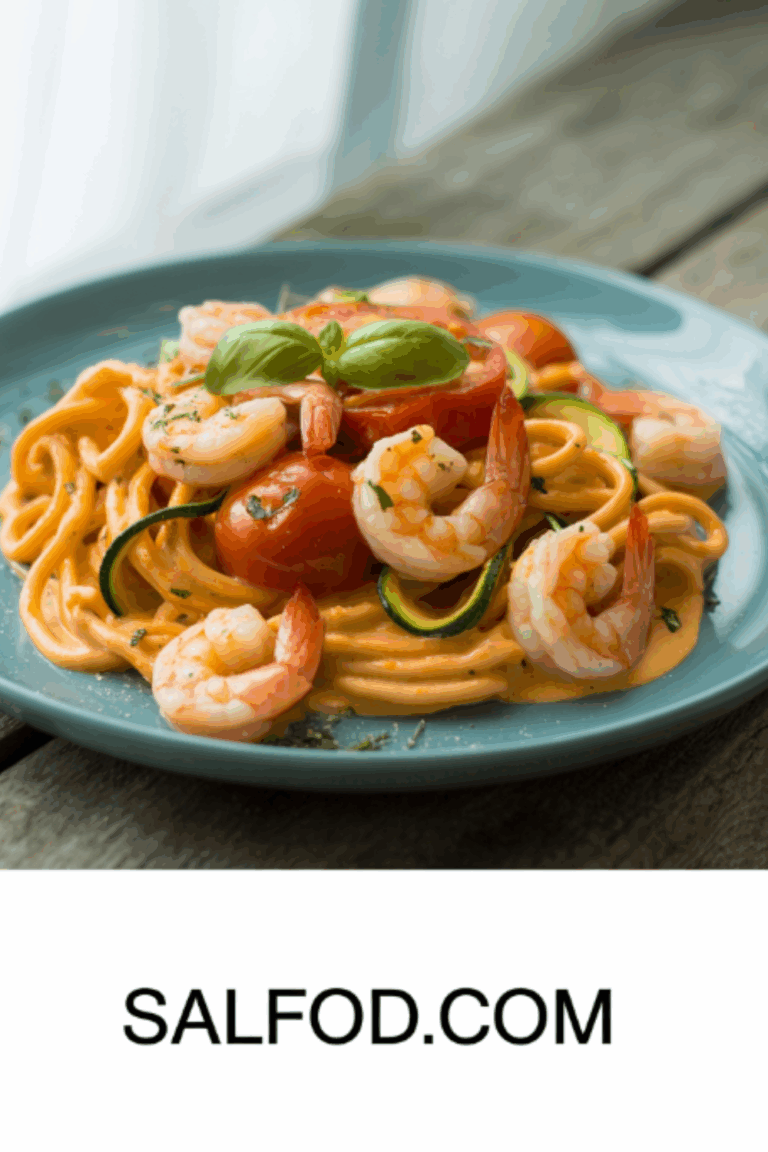 Shrimp Pasta with Tomato and Zucchini