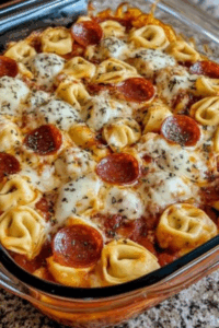 Cheese Tortellini Pepperoni Pizza Casserole