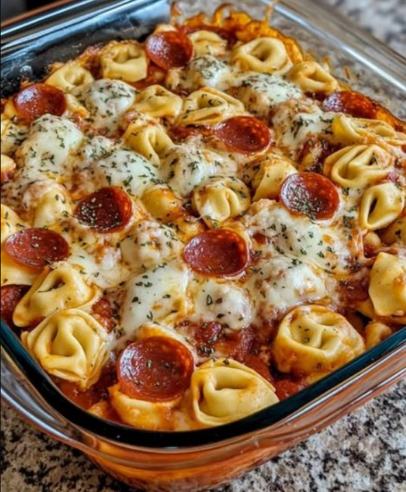 Cheese Tortellini Pepperoni Pizza Casserole