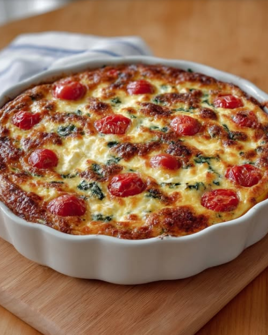 Crustless Spinach, Tomato & Feta Quiche A Deliciously Healthy Recipe