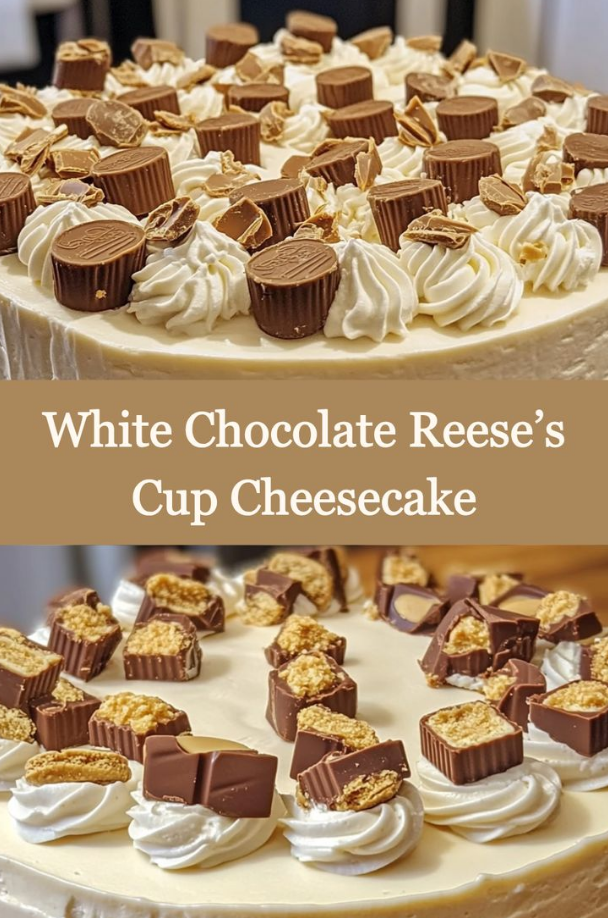 Decadent White Chocolate Reese’s Cup Cheesecake