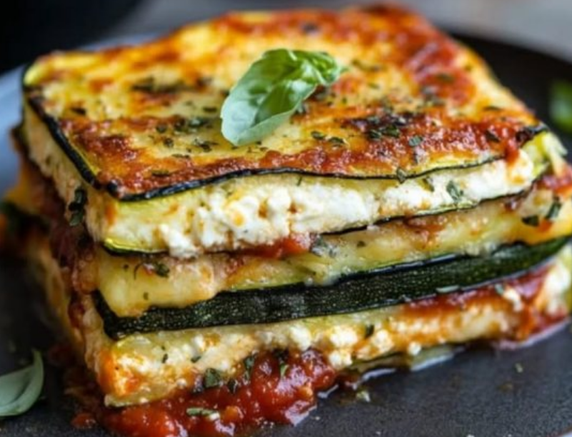Layered Zucchini Ricotta Melts with Marinara