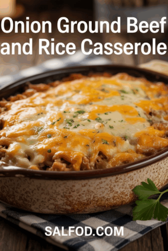 Onion Ground Beef and Rice Casserole