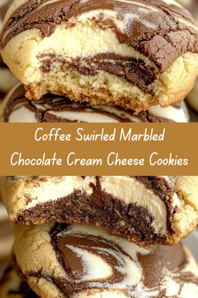 Coffee Swirled Marbled Chocolate Cream Cheese Cookies