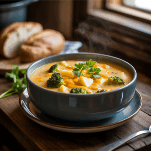Comforting Crockpot Potato Broccoli Cheddar Soup