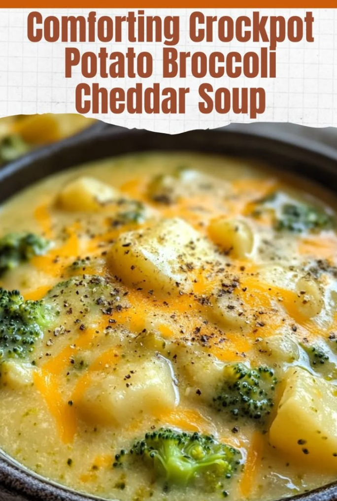 Comforting Crockpot Potato Broccoli Cheddar Soup