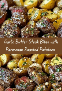 Garlic Butter Steak Bites & Parmesan Roasted Potatoes