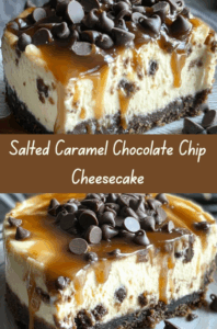Salted Caramel Chocolate Chip Cheesecake