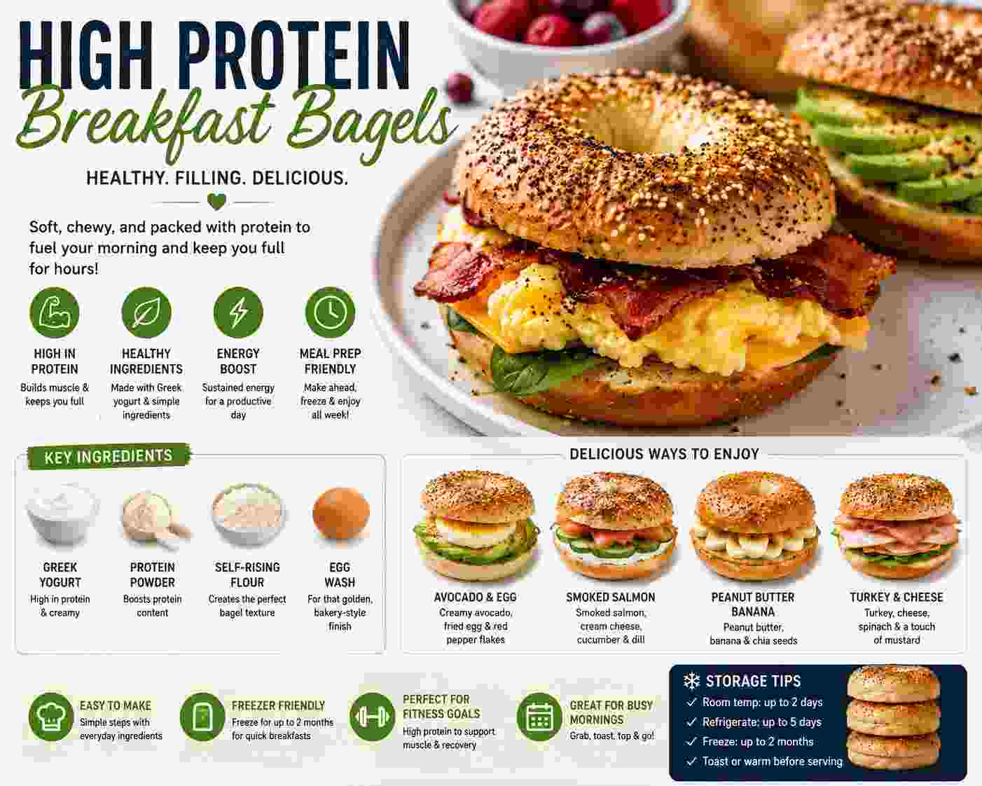 High Protein Breakfast Bagels