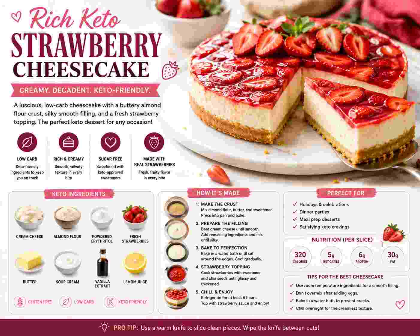 Rich Keto Strawberry Cheesecake