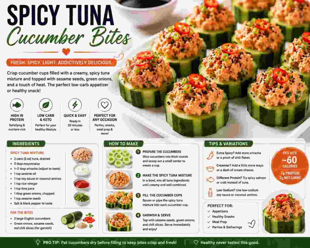 Spicy Tuna Cucumber Bites