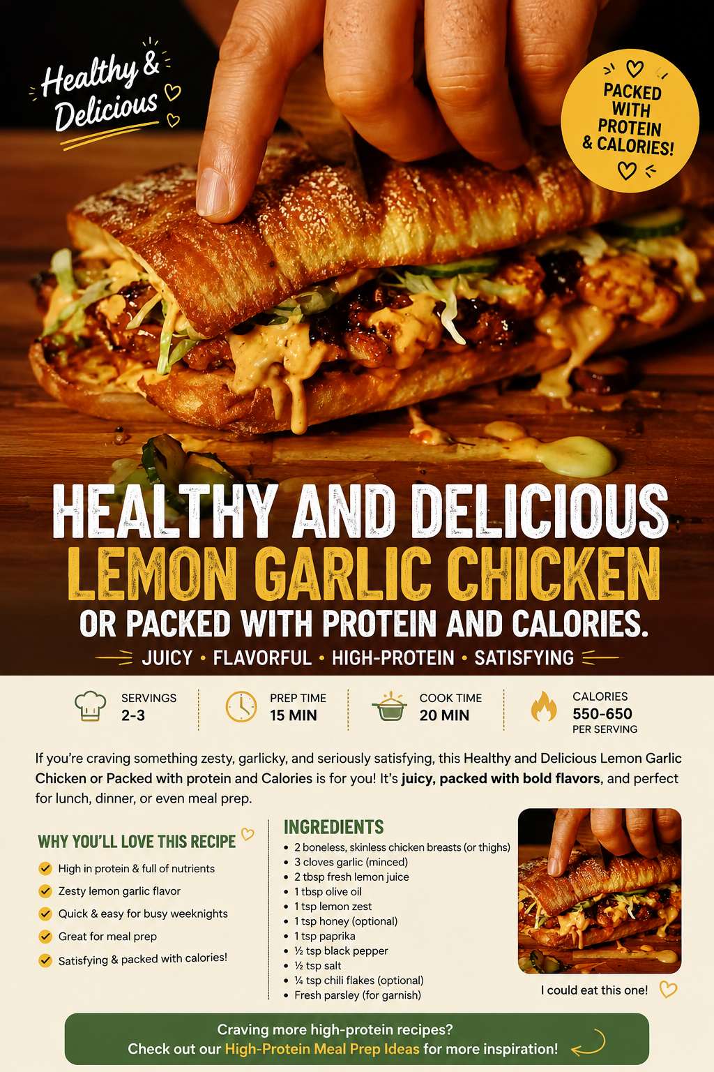Delicious Lemon Garlic Chicken Sandwich